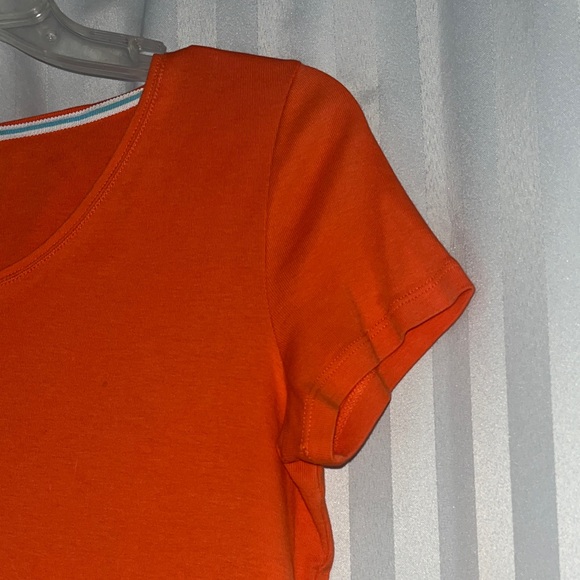Talbots Bright Orange V-Neck Short Sleeve Tee “The Talbots Tee” - Picture 4 of 6